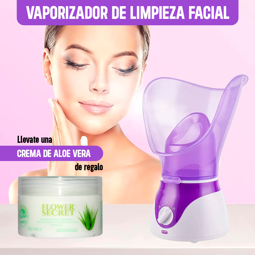 Vaporizador de Limpieza Facial + Crema Natural de Aloe Vera 🌿 GRATIS